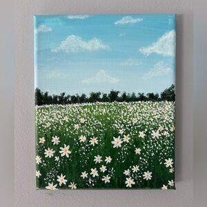 8x10in Handmade Daisy Field Canvas Painting